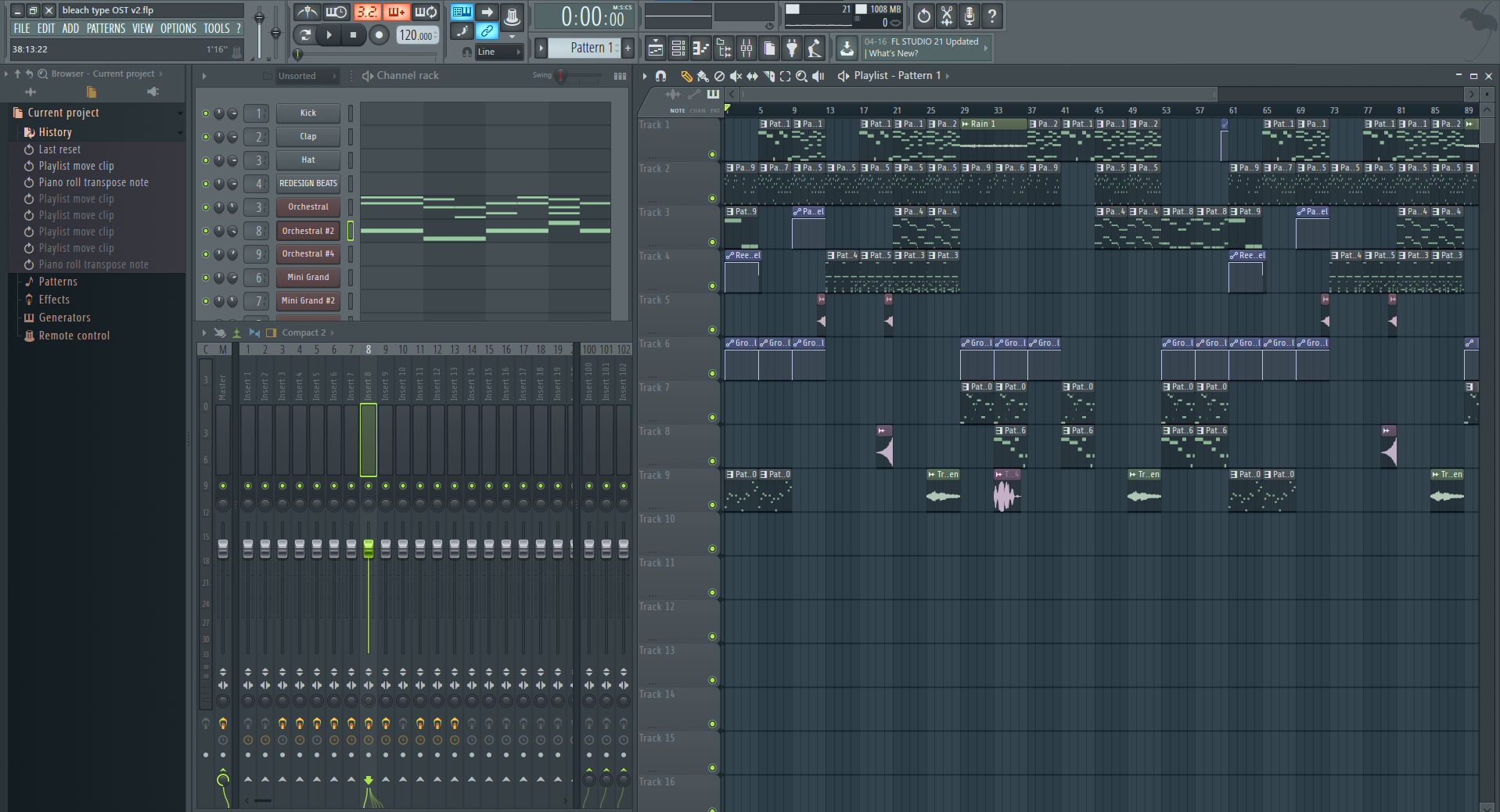 screenshot of FL studio file for Final Stand